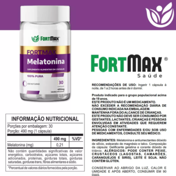 COMBO MAX - Kit Hora do sono - Fortmax Melatonina 3un cápsulas - Image 4
